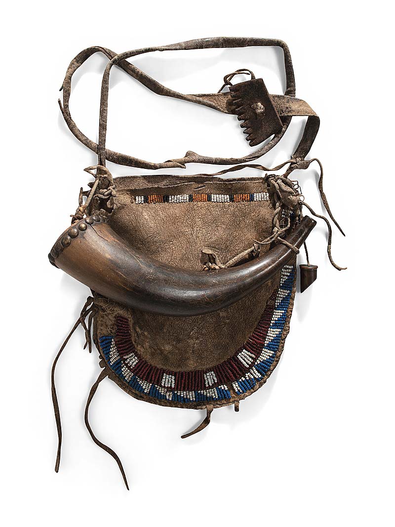 Mounted to an archival board, this Plains pony-beaded buffalo hi